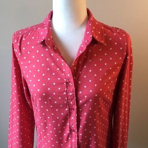 Lauren Conrad salmon polka dot button up shirt